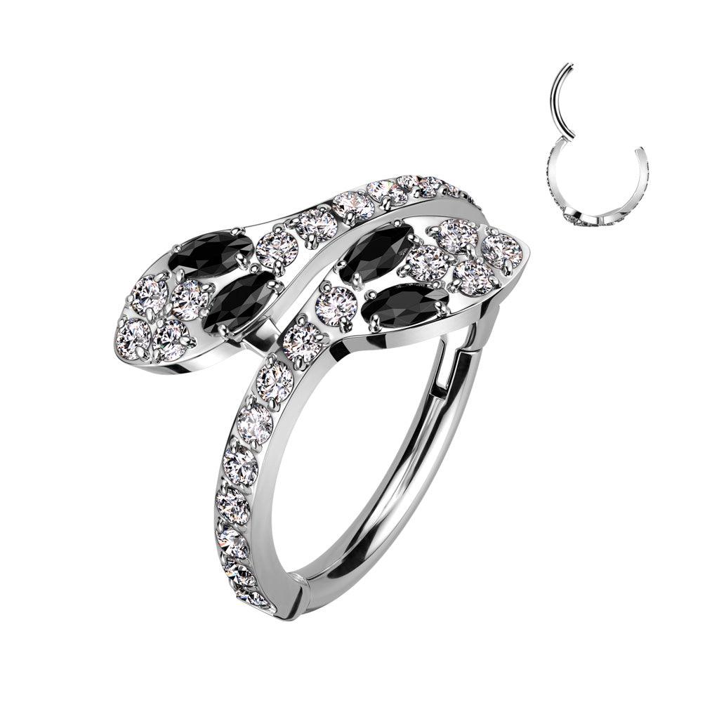 Piercing ring 1.2mm, Silver Titanium Snake Hoop -titanium clicker