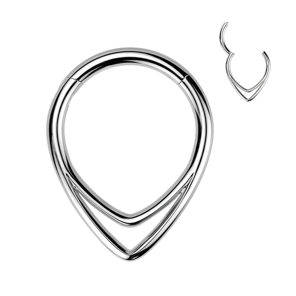 Piercing ring 1.2mm, Titanium Chevron Line -titanium clicker