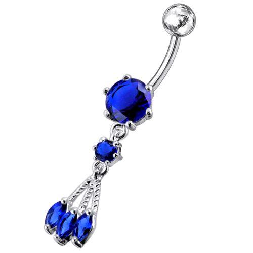 Titanium navel ring, Juniper -dark blue dangling navel ring 