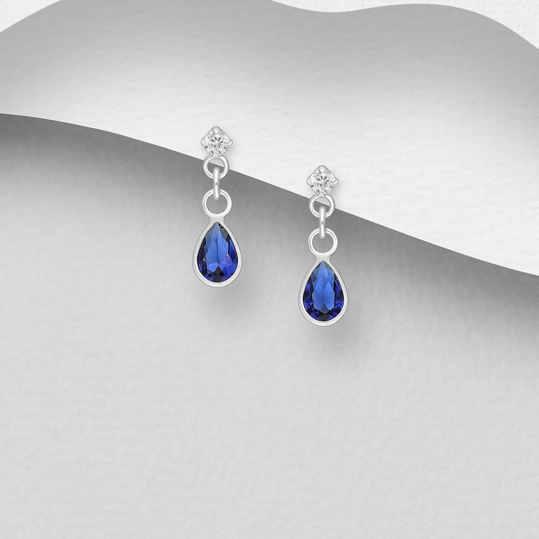 PREMIUM COLLECTION | Annika dark blue silver drop earrings 