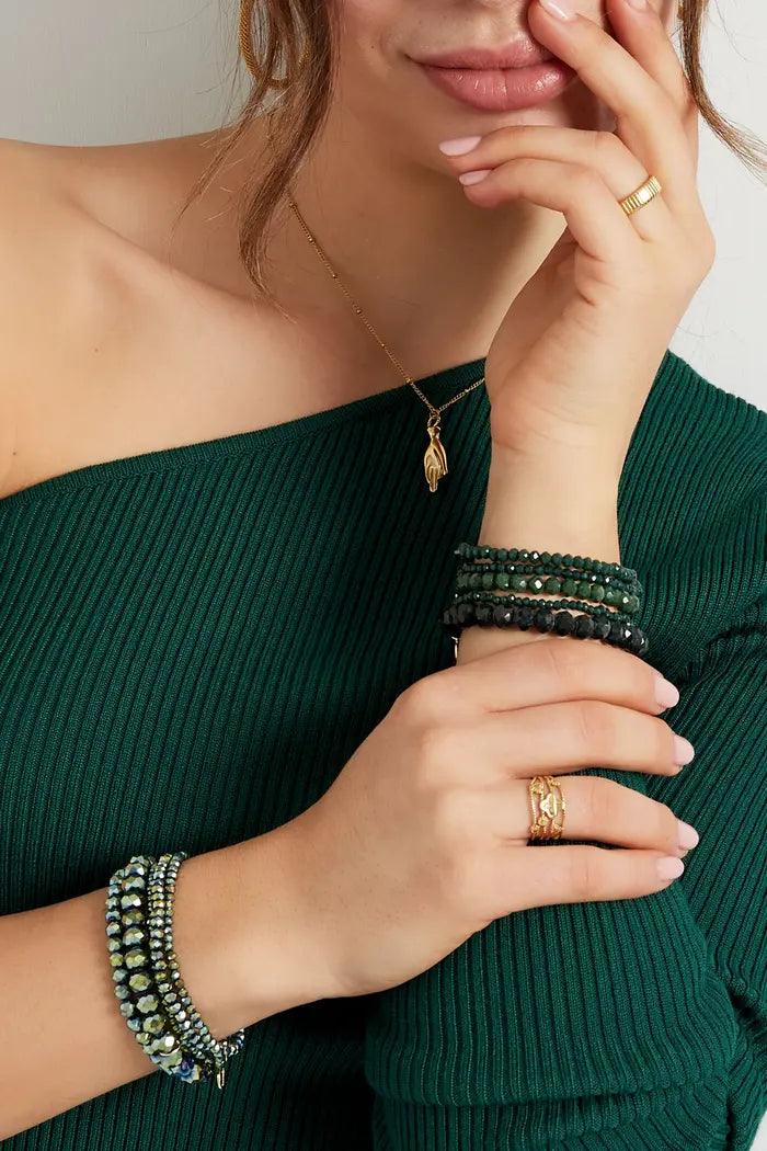 FRENCH RIVIERA | Leona - sparkly dark green bracelet set