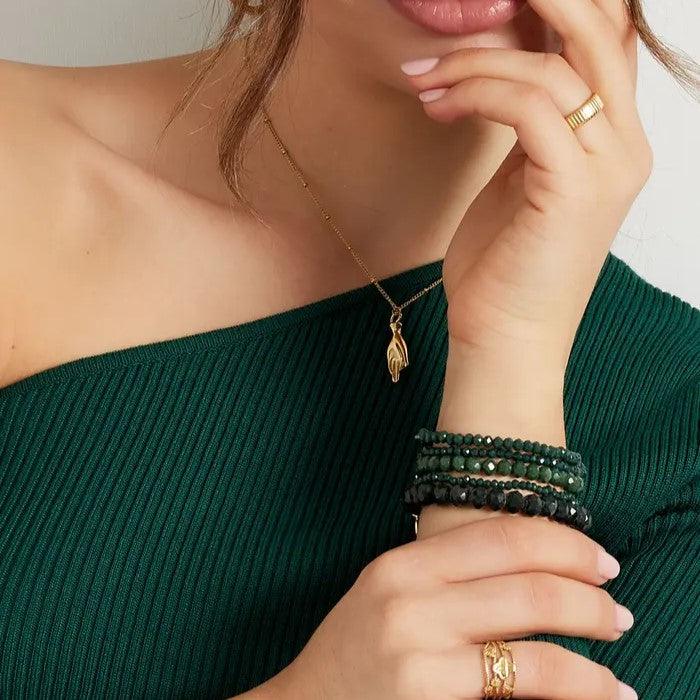 FRENCH RIVIERA | Leona - sparkly dark green bracelet set