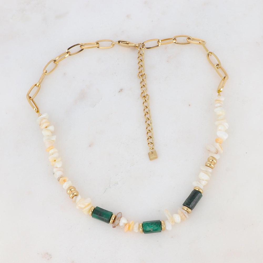 BOHM PARIS | Collier Ambérine -dark green stone necklace