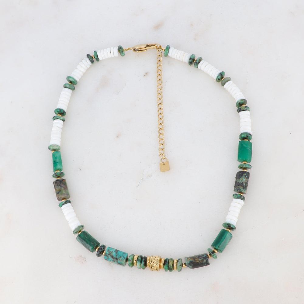 BOHM PARIS | Collier Cylindre - green summer necklace with natural stones