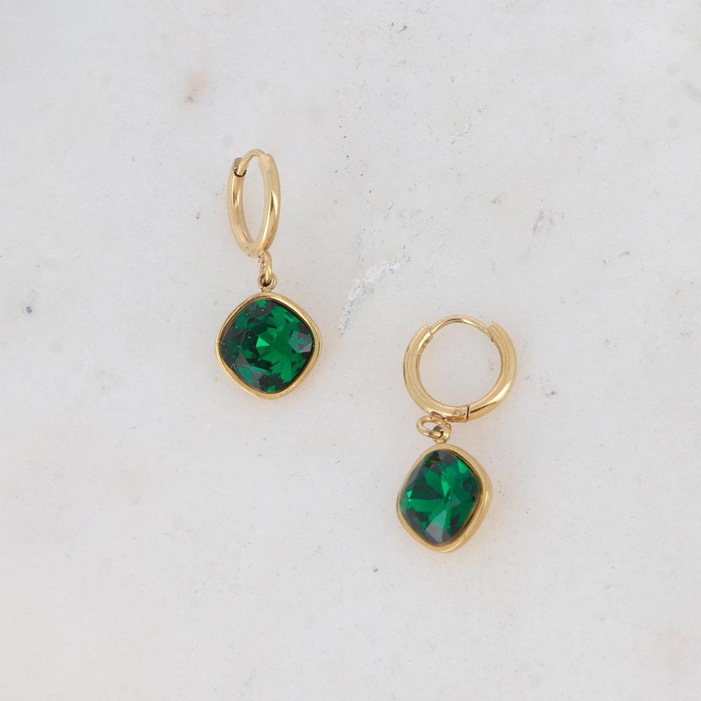 BOHM PARIS | Boucles Manoel emerald green surgical steel earrings