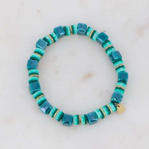 BOHM PARIS | Bracelet Aélis - dark turquoise bracelet with ceramic beads