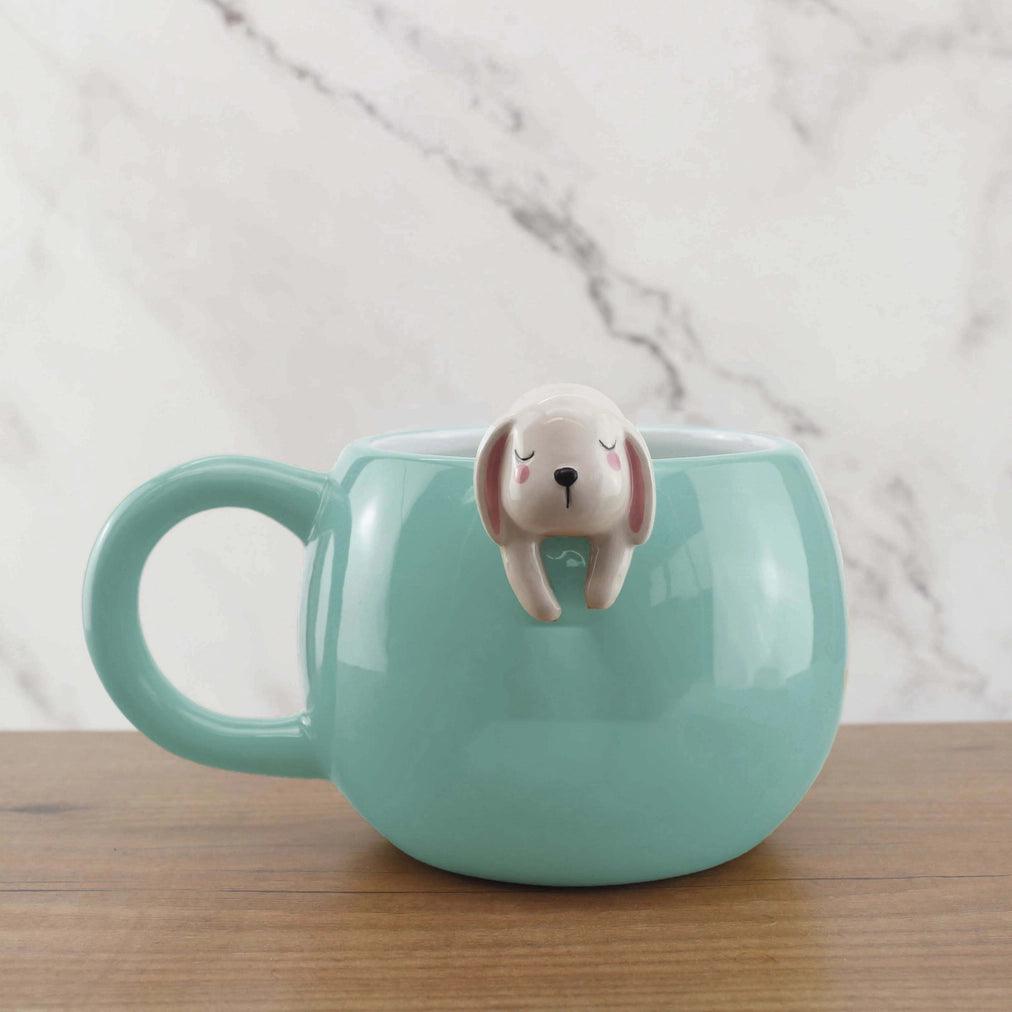 Mug, Sleepy Bunny - turquoise bunny mug