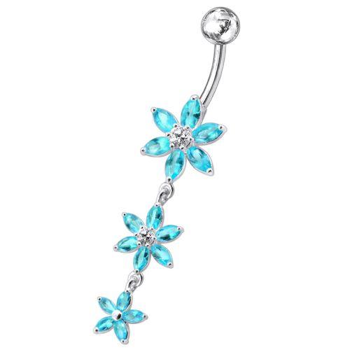 Titanium navel ring, Savannah turquoise flower navel ring