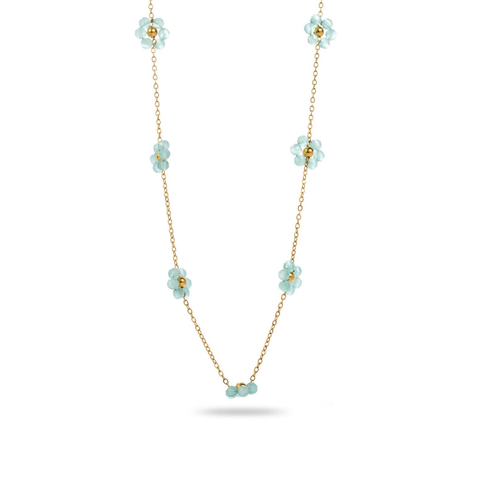 FRENCH RIVIERA | Lizzie surgical steel necklace with turquoise flowers