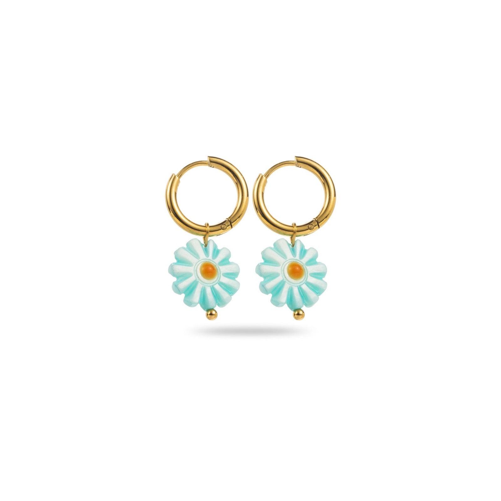 FRENCH RIVIERA | Julie surgical steel rings with flowers (turquoise)