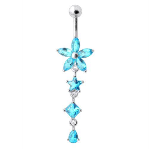 Titanium belly button ring, Jordyn turquoise dangling belly button ring 