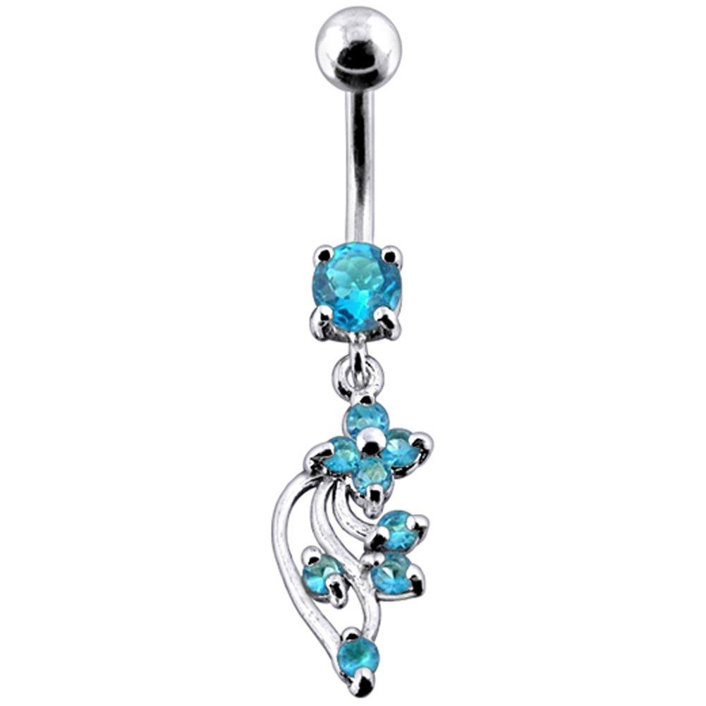 Titanium navel ring, Cheri turquoise dangling navel ring