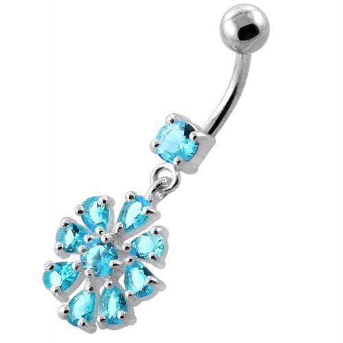 Titanium belly button ring, Amanda - turquoise stone dangling belly button ring