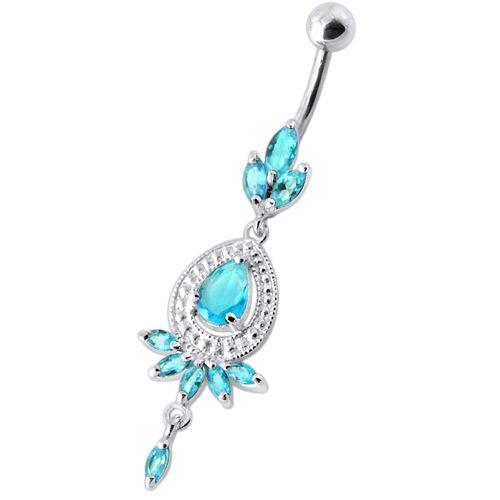 Titanium navel ring, Jasmine turquoise teardrop navel ring