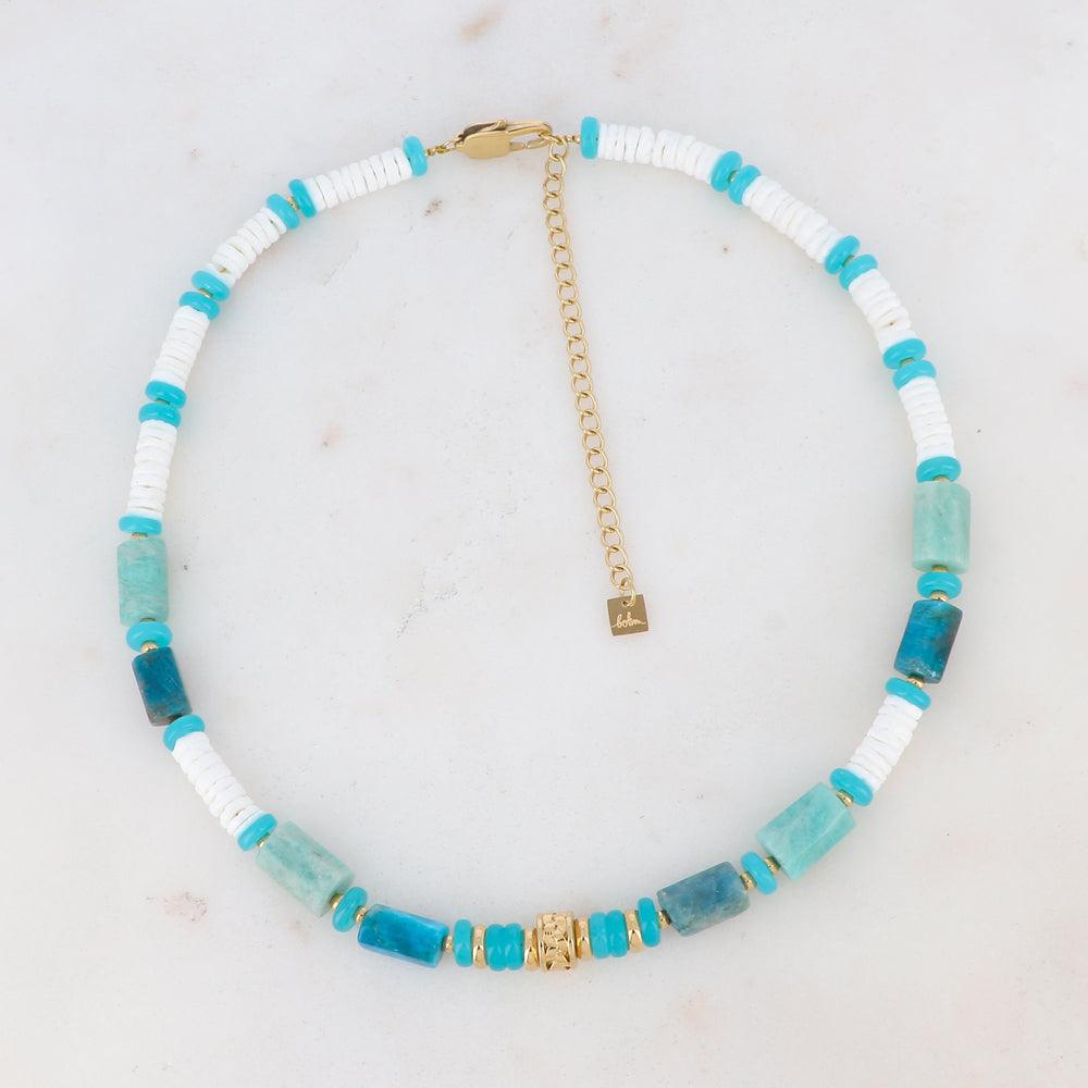 BOHM PARIS | Collier Cylindre - turquoise summer necklace with natural stones