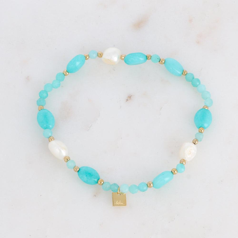 BOHM PARIS | Bracelet Fayanna -turquoise natural stone bracelet with pearl