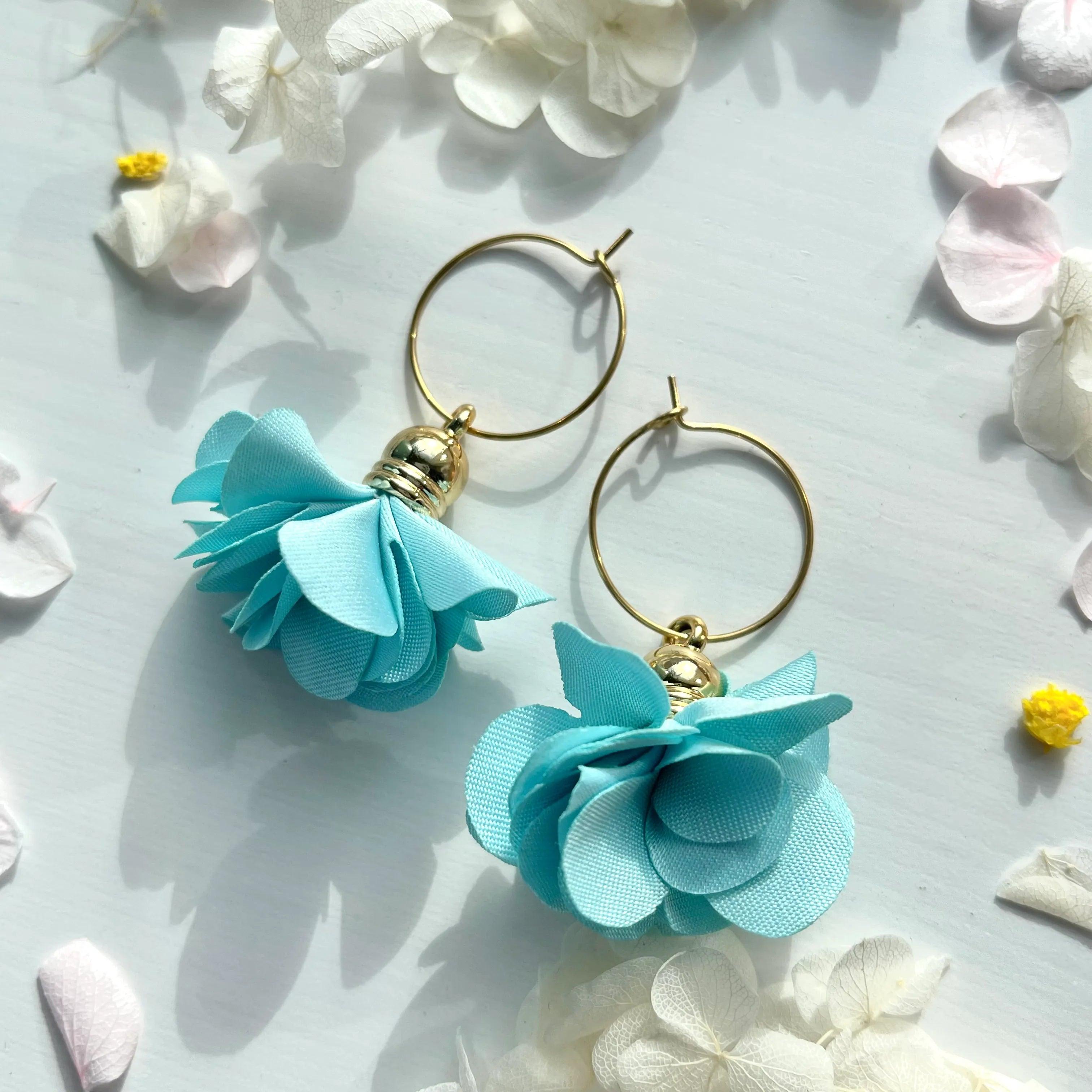 2 in 1 earrings, Daisy (fresh turquoise)