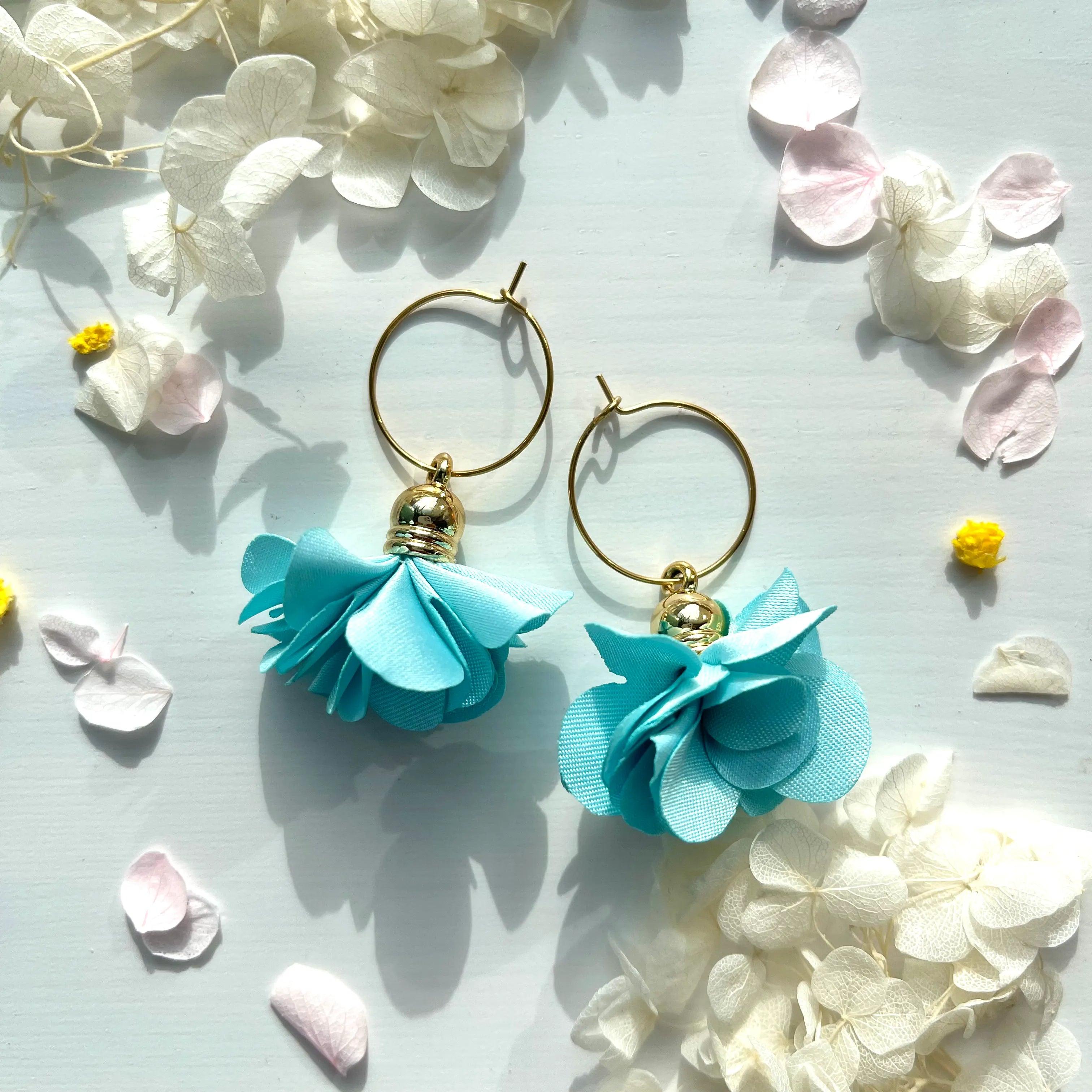 2 in 1 earrings, Daisy (fresh turquoise)