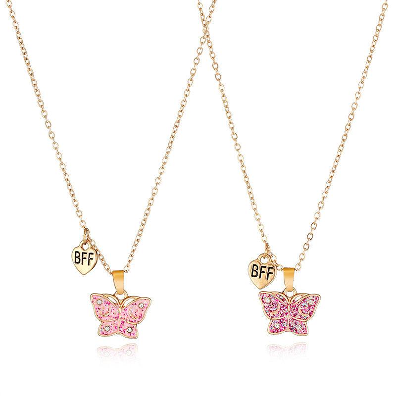 Best Friends jewelry, Butterfly - pink friend jewelry with butterflies