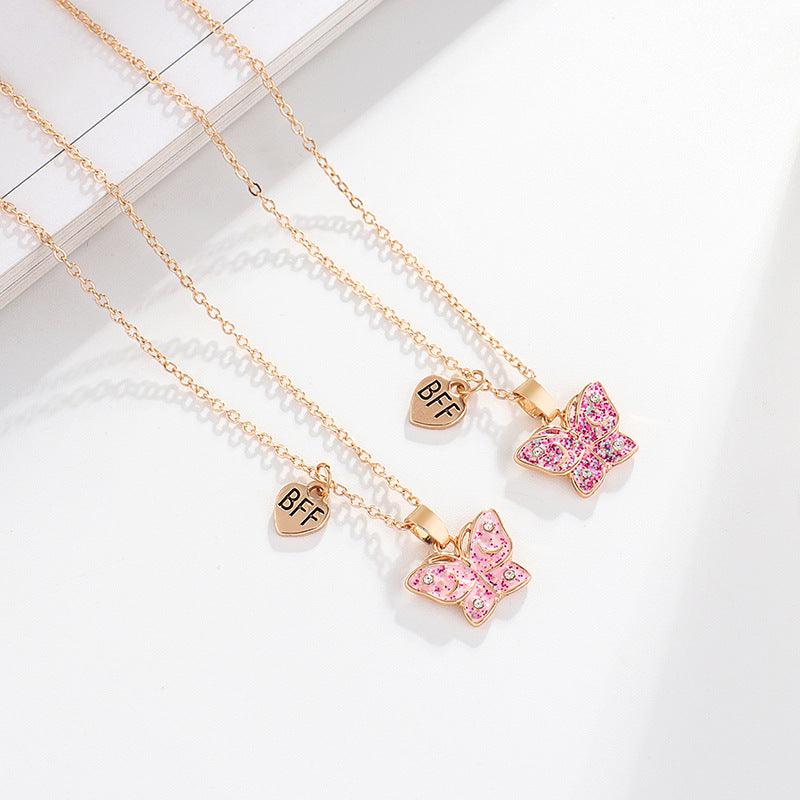 Best Friends jewelry, Butterfly - pink friend jewelry with butterflies