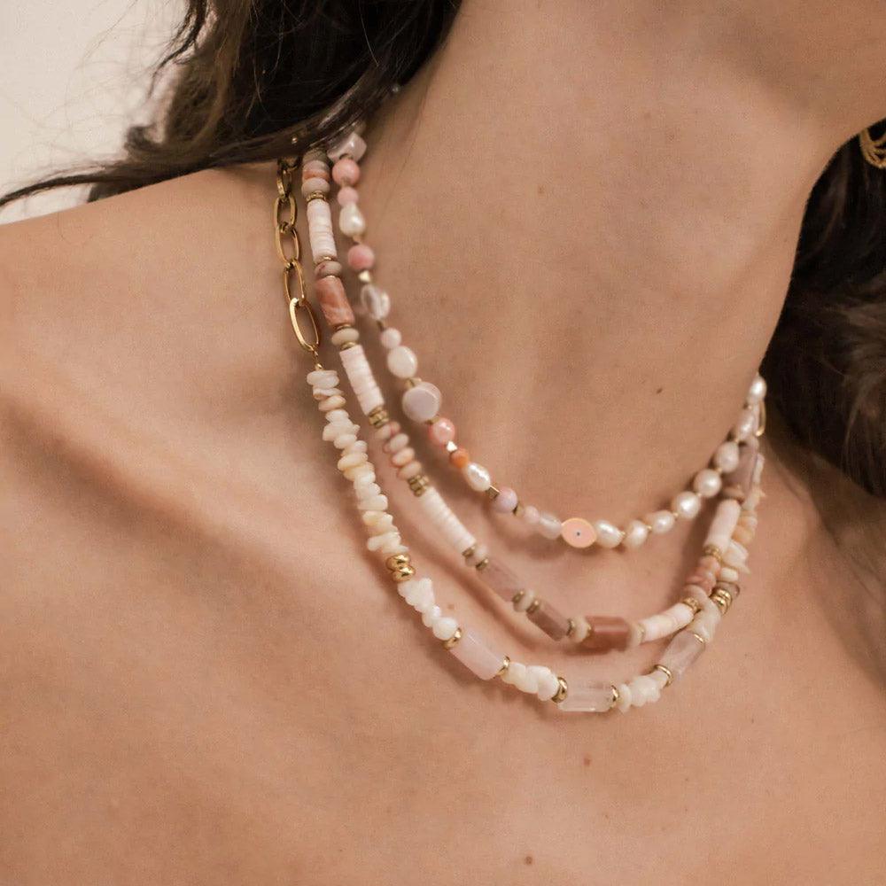 BOHM PARIS | Collier Ambérine pink stone necklace