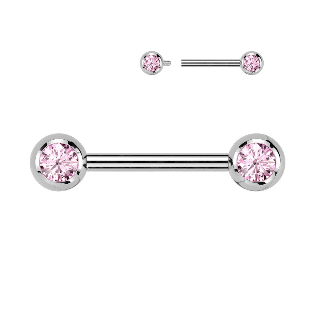 Nipple jewelry, Titanium Nipple Barbell -pink titanium nipple barbell