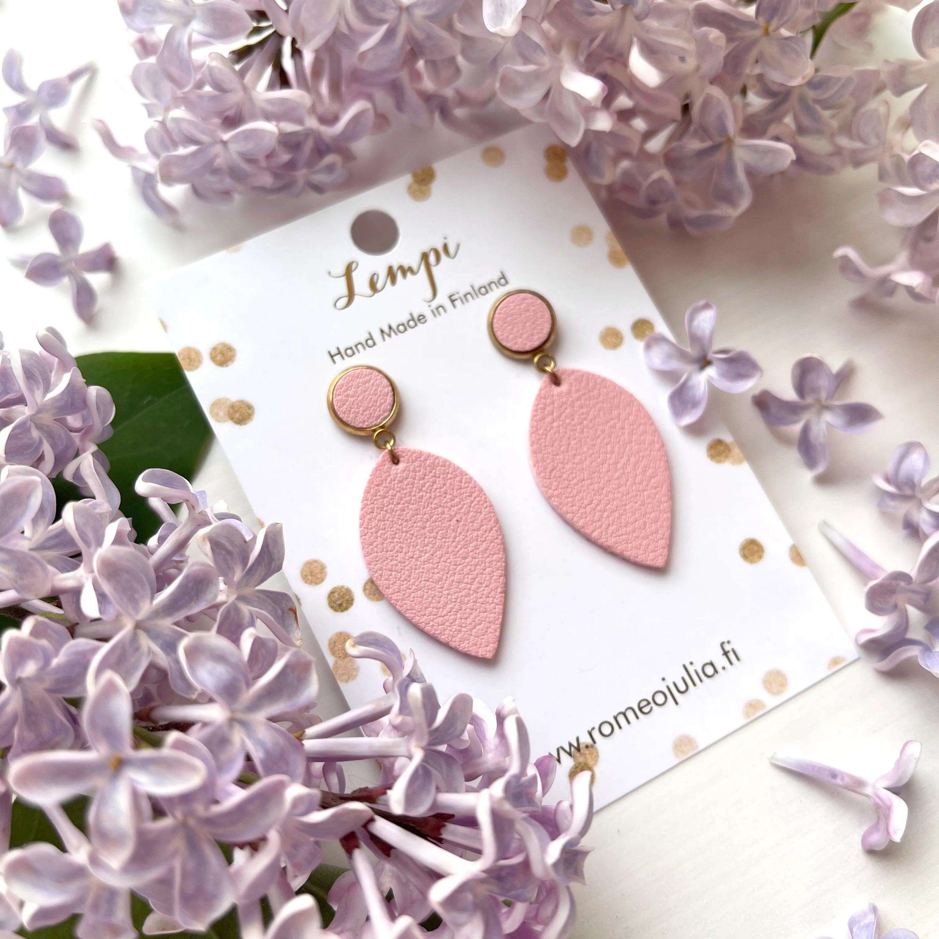 LEMPI earrings, Leaf (pink / gold)