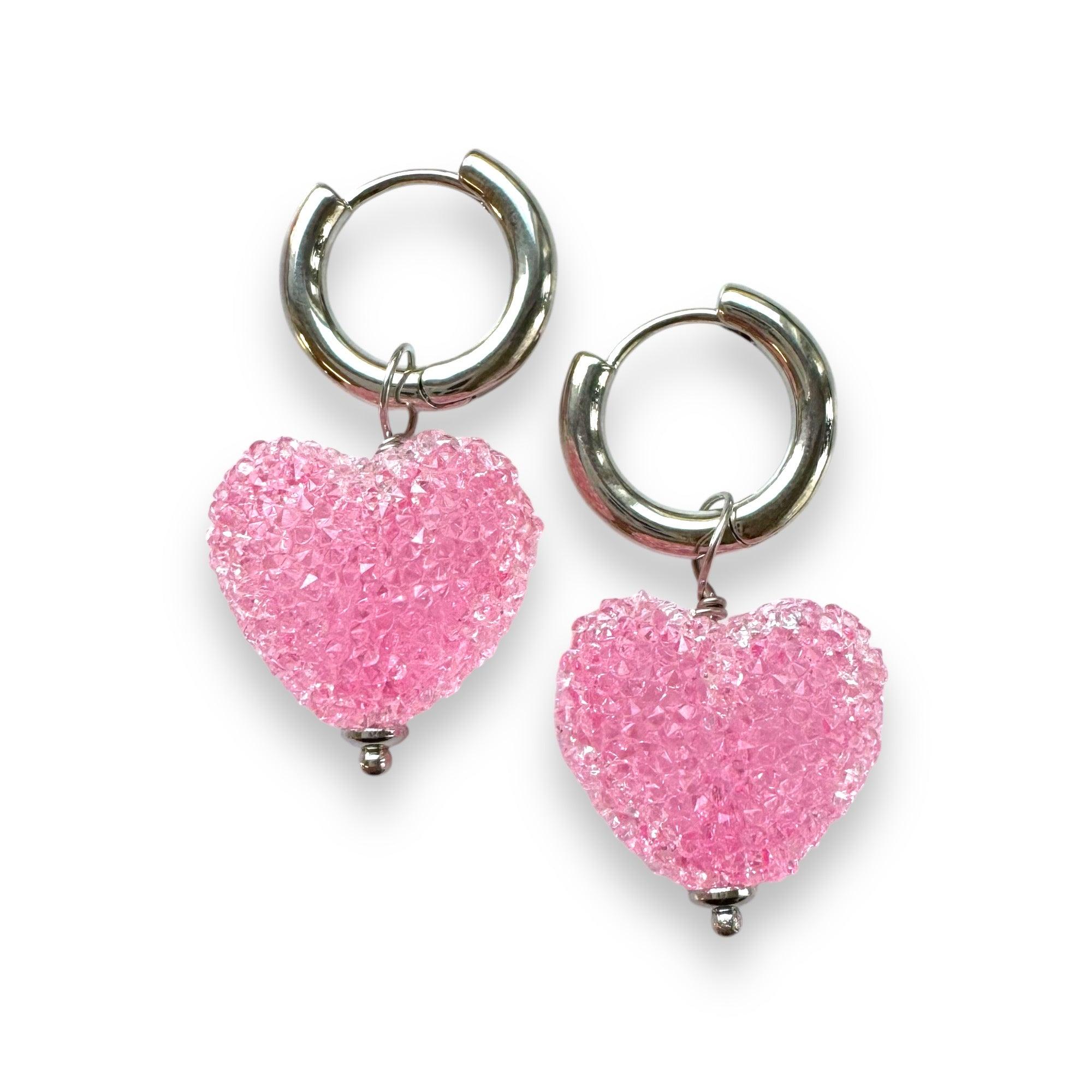 FRENCH RIVIERA | Sweetest Thing Heart Earrings (Pink)