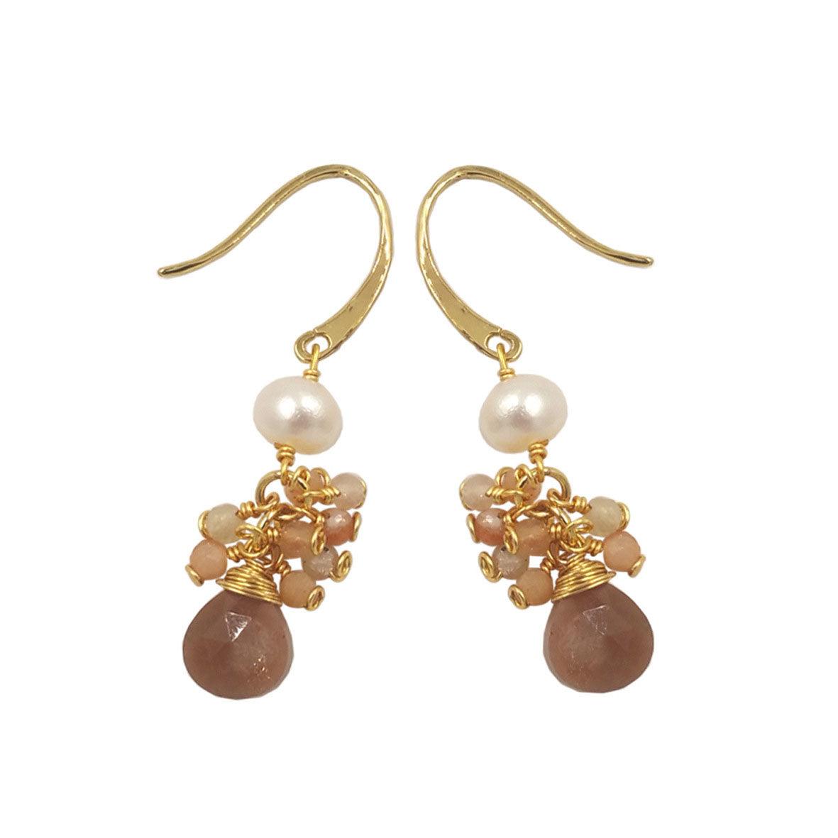 FRENCH RIVIERA | Virginia drop earrings with natural stone (beige)