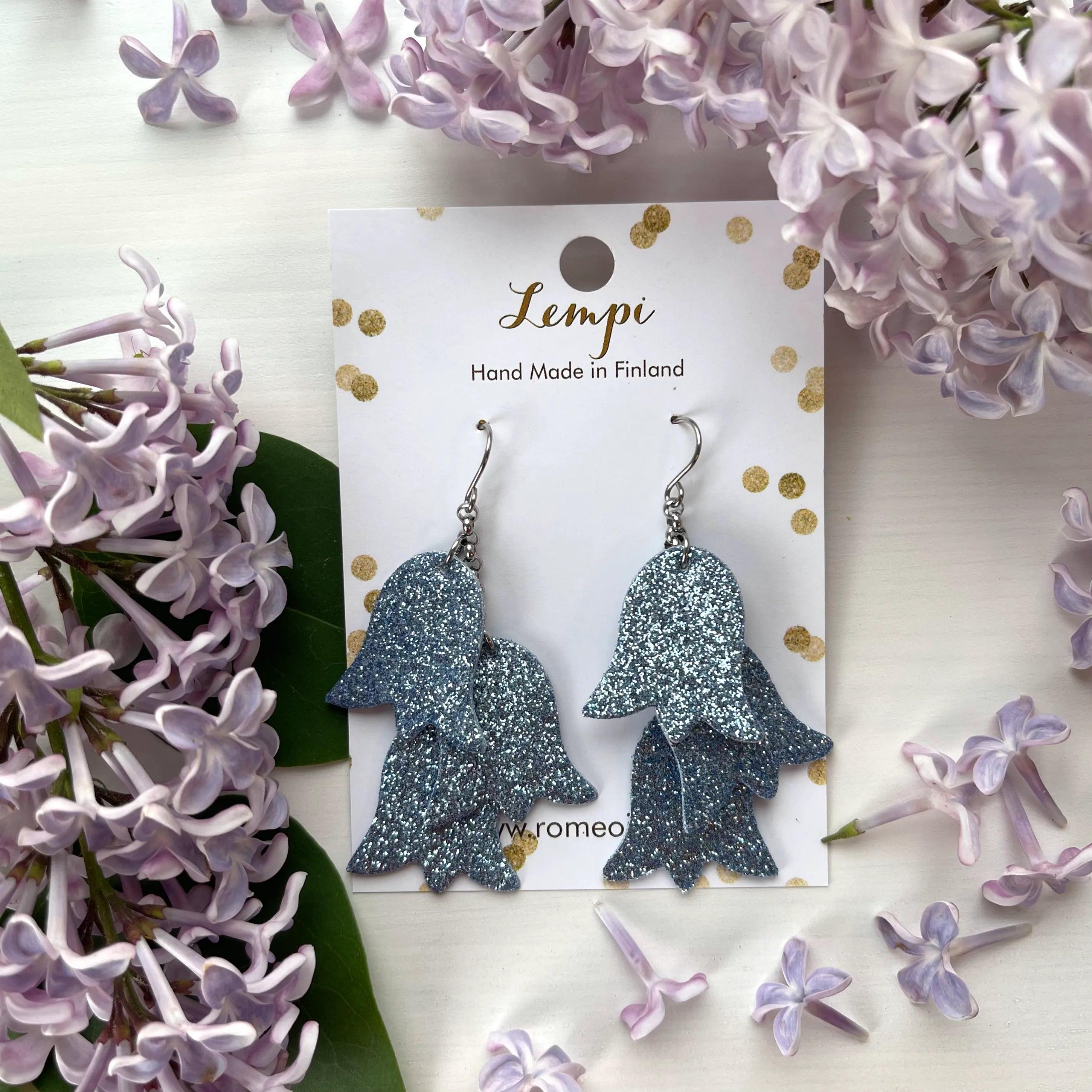 LEMPI® earrings, Keto (light blue glitter/silver)