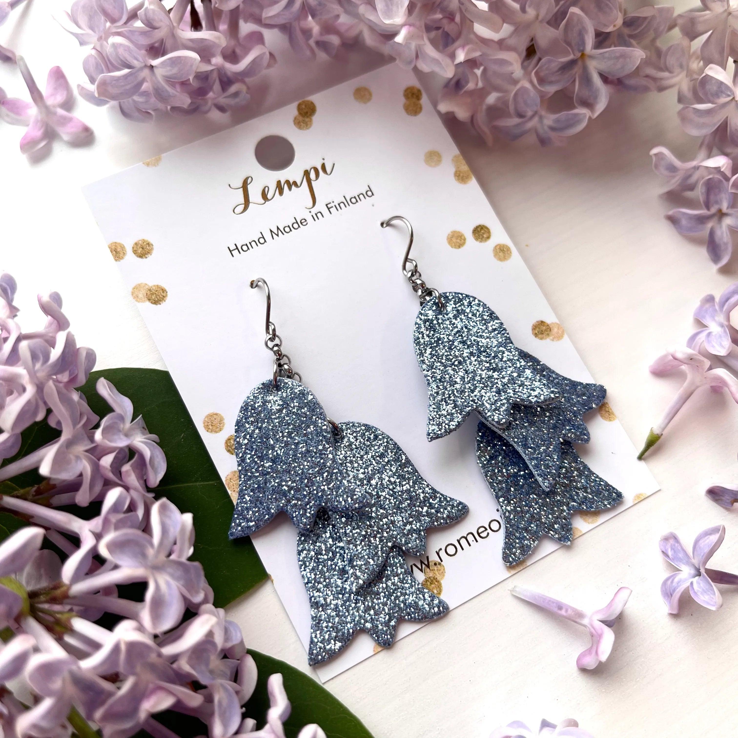 LEMPI® earrings, Keto (light blue glitter/silver)