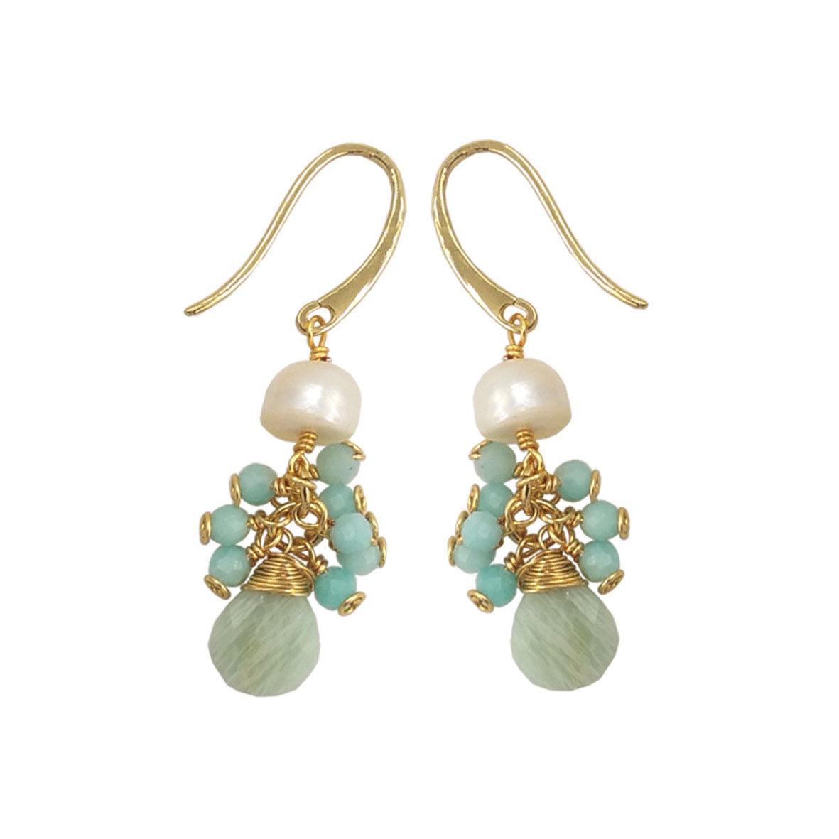 FRENCH RIVIERA | Virginia drop earrings with natural stone (mint)