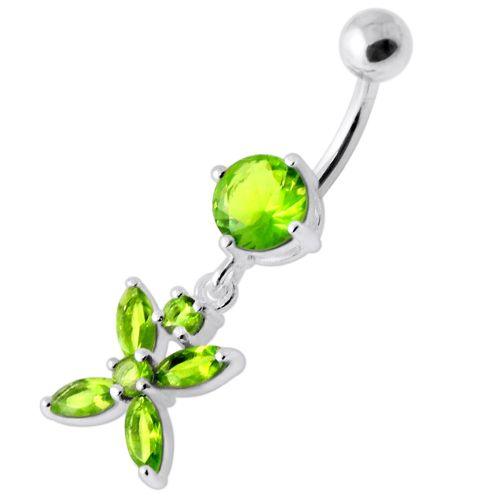 Titanium navel ring, Jocelyn -light green navel ring 