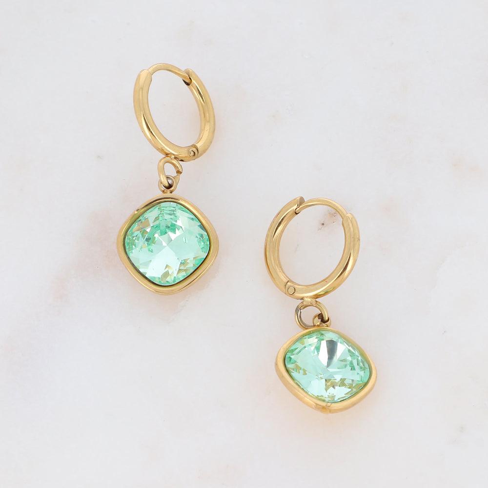 BOHM PARIS | Boucles Manoel - light green surgical steel earrings