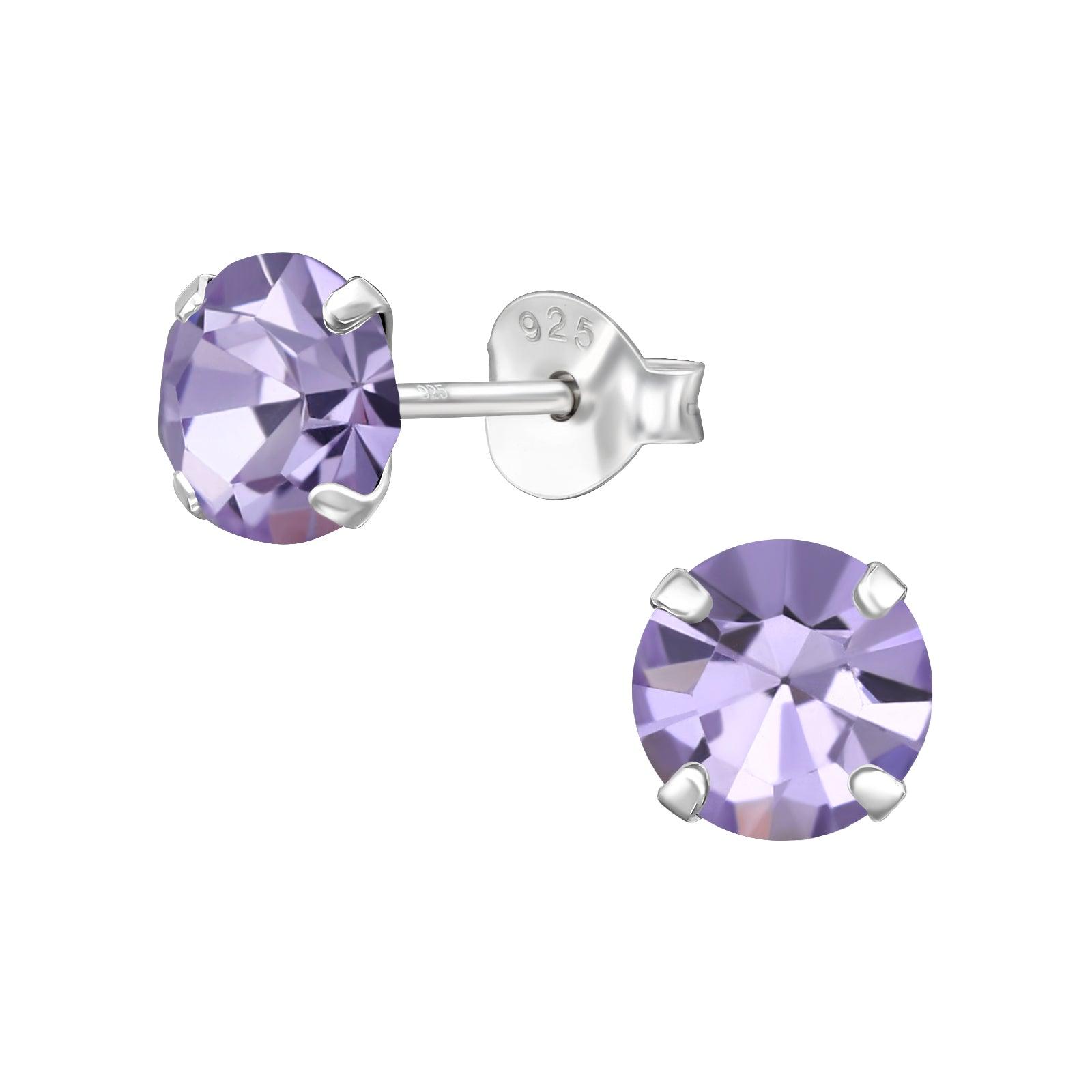 Silver buttons, Angela light purple round crystal buttons