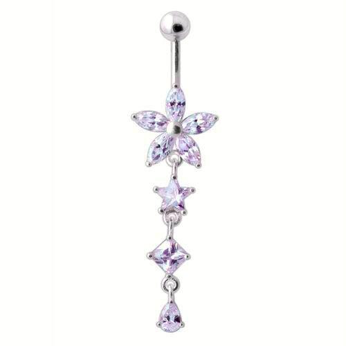 Titanium belly button ring, Jordyn - light purple dangling belly button ring 