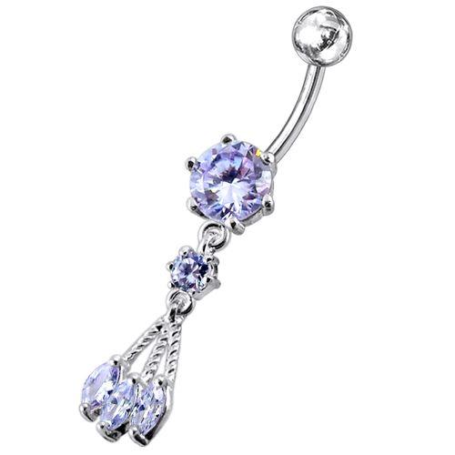 Titanium navel ring, Juniper -light purple dangling navel ring 