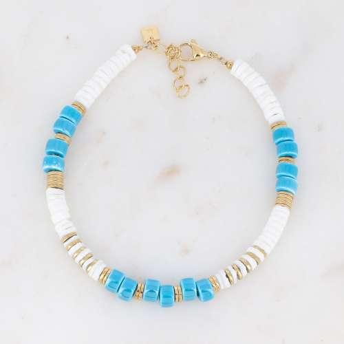 BOHM PARIS | Anklet Azélie - blue anklet with ceramic beads