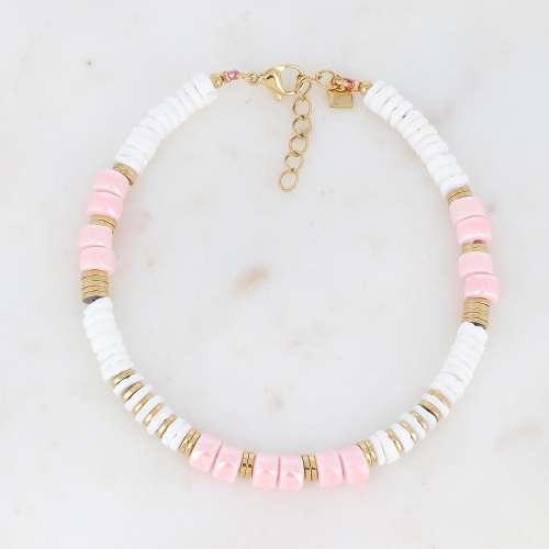 BOHM PARIS | Anklet Azélie -pink anklet with ceramic beads