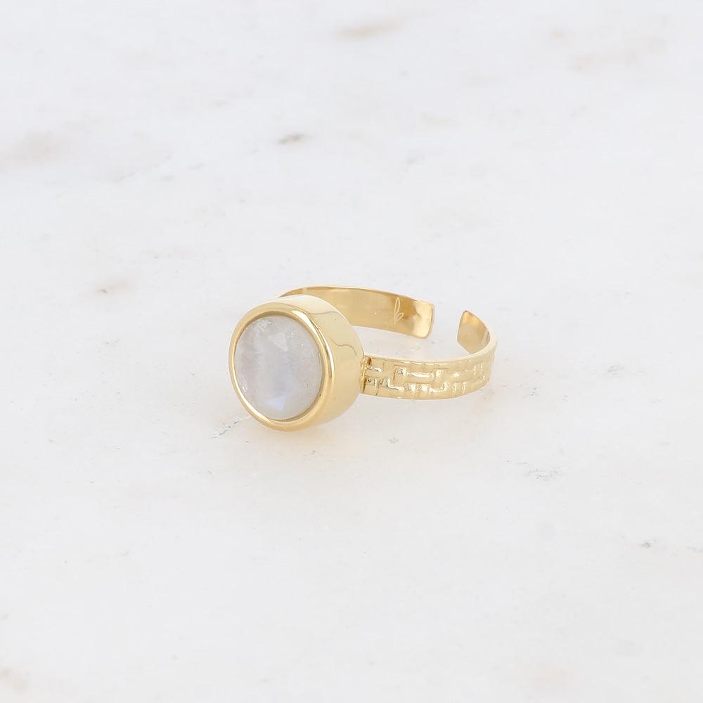 BOHM PARIS | Bague Rosina surgical steel ring with white agate