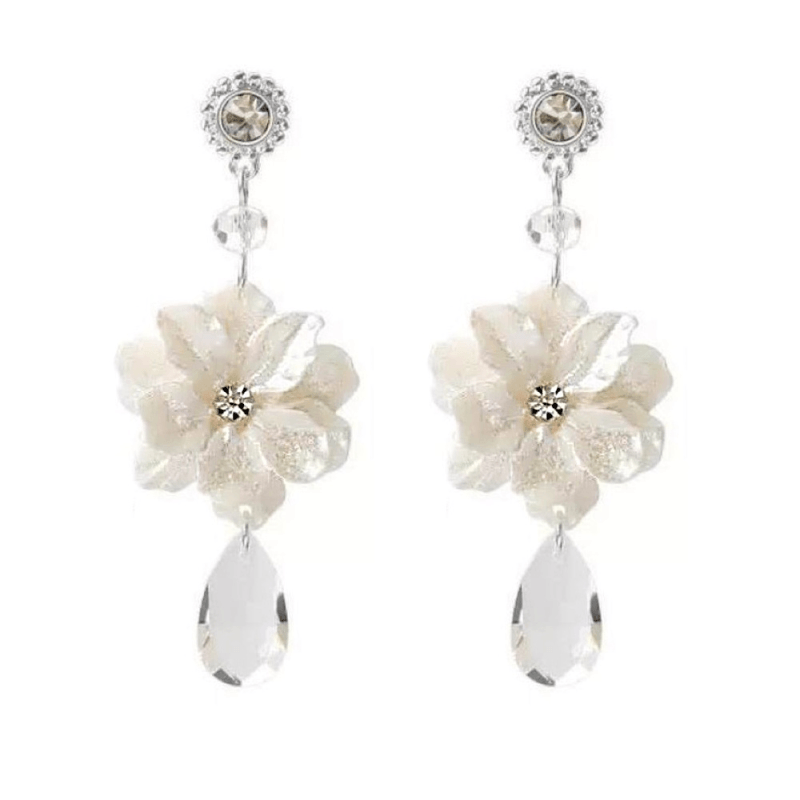 Earrings, ATHENA BRIDAL | Caroline white flower earrings