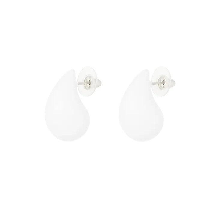 French Riviera | White Teardrop Surgical Steel Studs