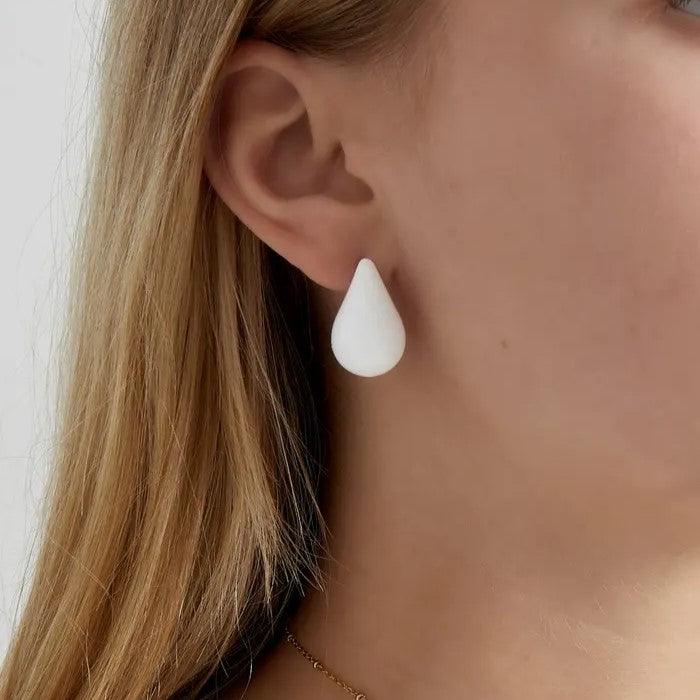 French Riviera | White Teardrop Surgical Steel Studs