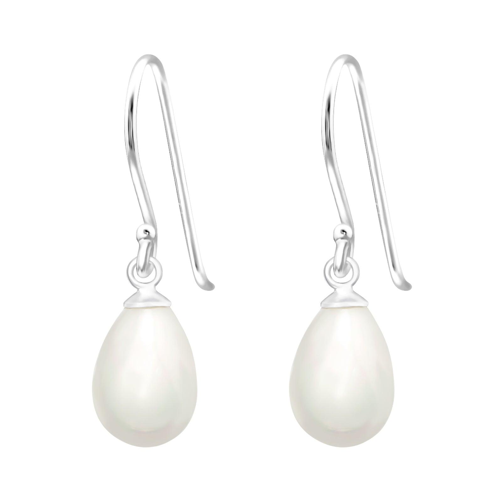 Silver earrings, Susanna - graceful teardrop-shaped pearl earrings 