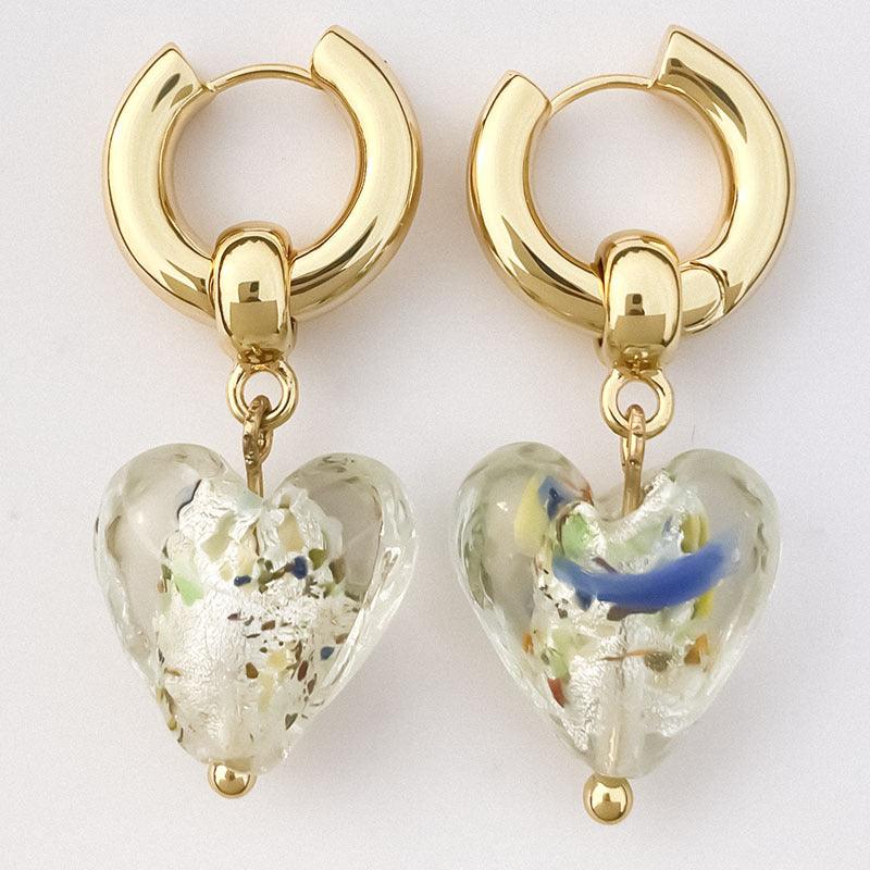 FRENCH RIVIERA | Murano Heart -translucent glass heart earrings