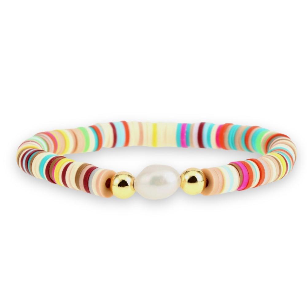 FRENCH RIVIERA | Renee colorful summer bracelet with pearl (multicolor)