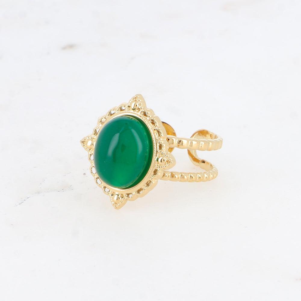 BOHM PARIS | Bague Galinatina surgical steel ring with green stone