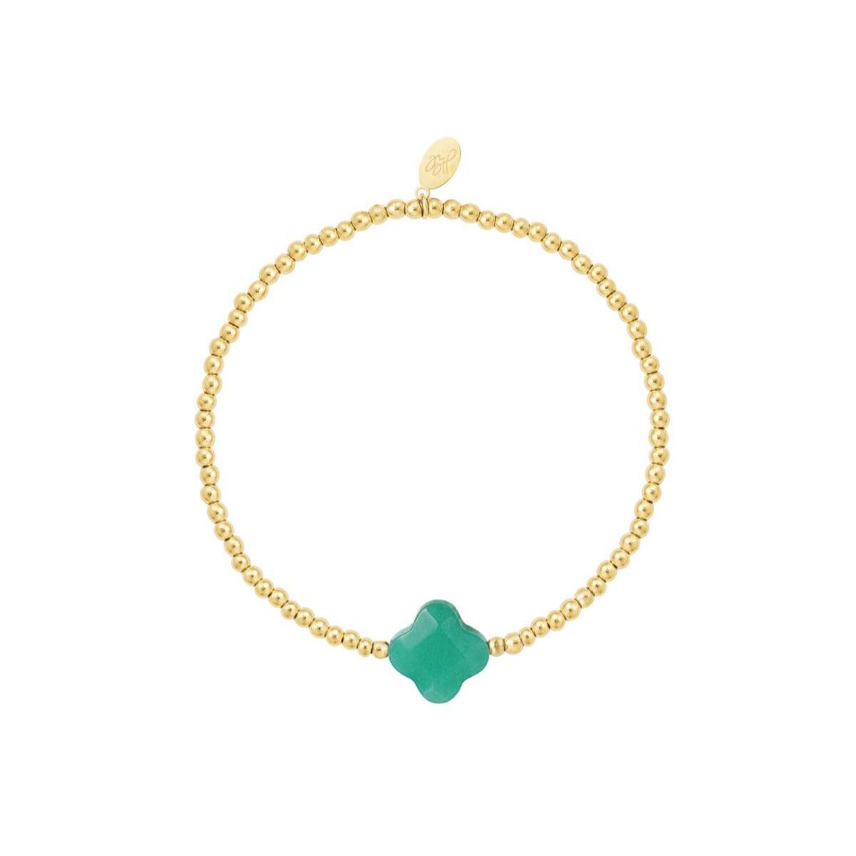 FRENCH RIVIERA | Hope surgical steel natural stone bracelet (gold)