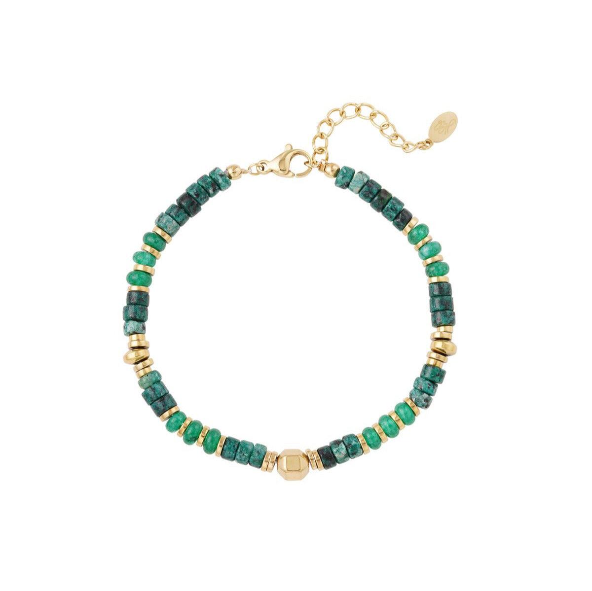 FRENCH RIVIERA | Elody surgical steel bracelet with malachite pearl