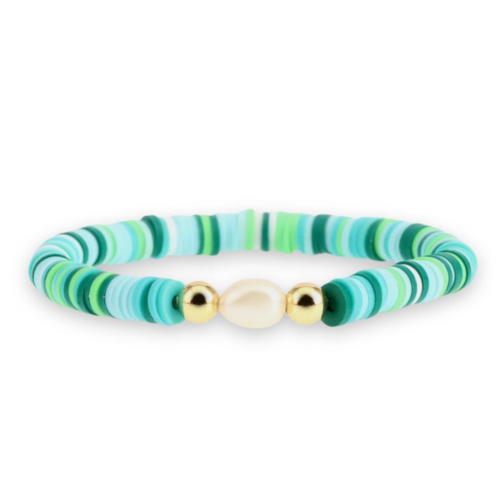 FRENCH RIVIERA | Renee - colorful summer bracelet with pearl (green)